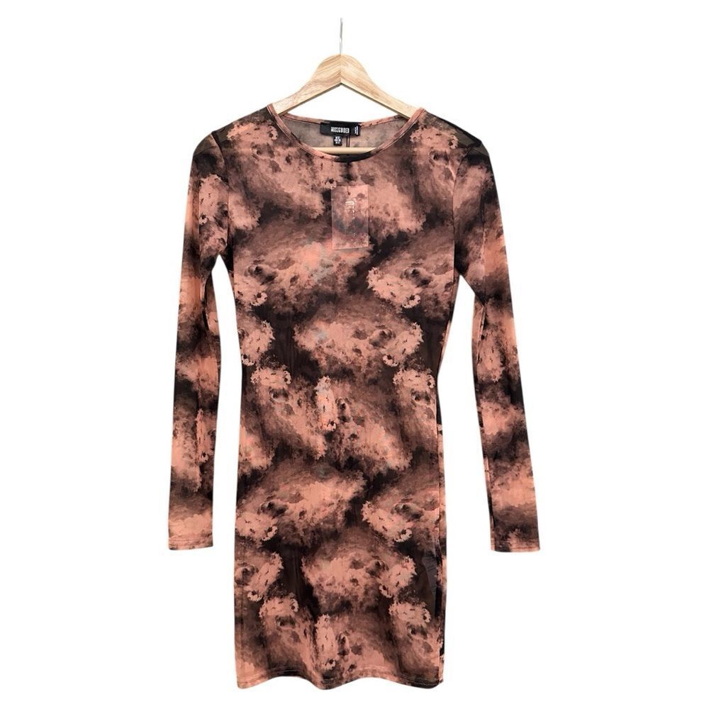 Missguided + Long Sleeve Acid Wash Sheer Dress NWT